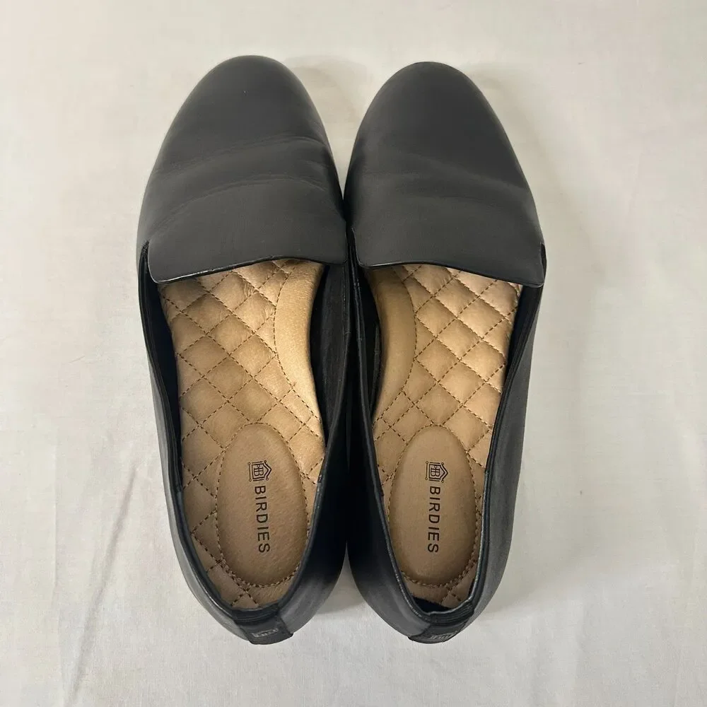 Birdies The Starling Black Leather Slip On Loafers Women's 7 Comfort Chic Luxury - Picture 7 of 9